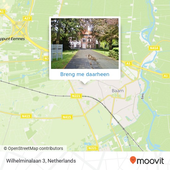 Wilhelminalaan 3, 3743 DB Baarn kaart