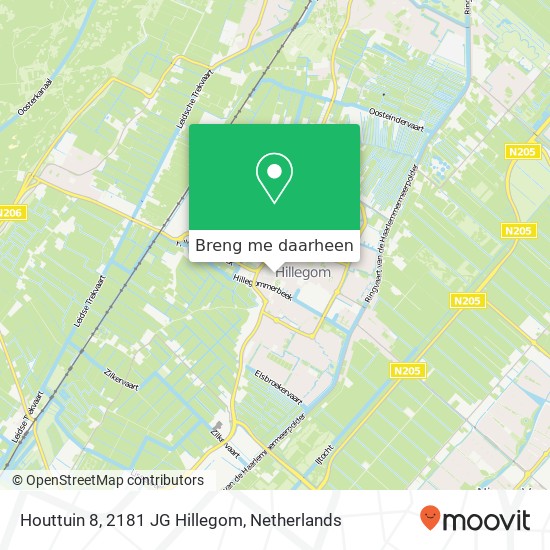 Houttuin 8, 2181 JG Hillegom kaart