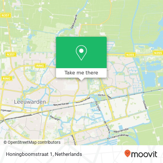 Honingboomstraat 1, 8924 ED Leeuwarden kaart