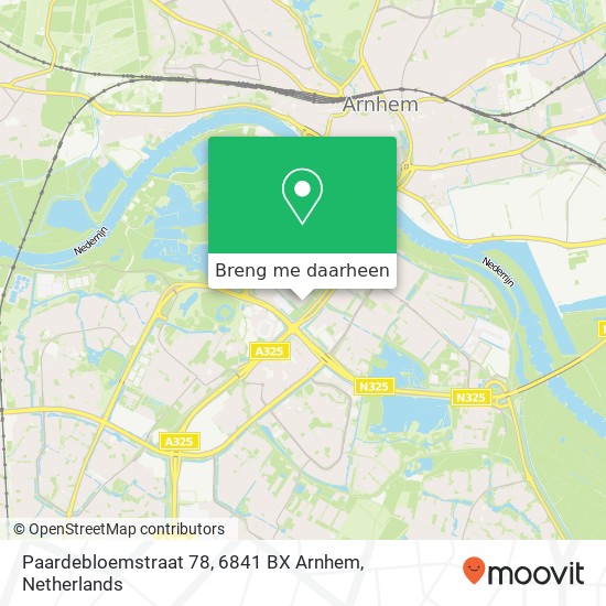 Paardebloemstraat 78, 6841 BX Arnhem kaart
