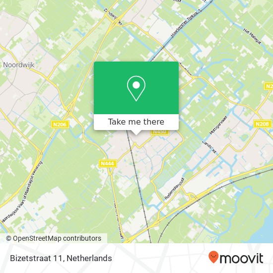 Bizetstraat 11, 2215 SK Voorhout kaart