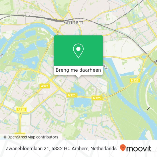Zwanebloemlaan 21, 6832 HC Arnhem kaart