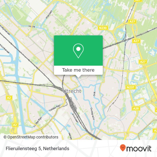 Flieruilensteeg 5, 3514 BL Utrecht kaart