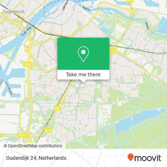 Oudendijk 24, 3318 AH Dordrecht kaart
