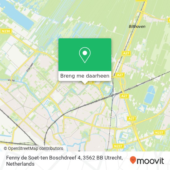 Fenny de Soet-ten Boschdreef 4, 3562 BB Utrecht kaart