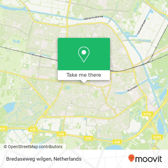 Bredaseweg wilgen, 5038 PC Tilburg kaart