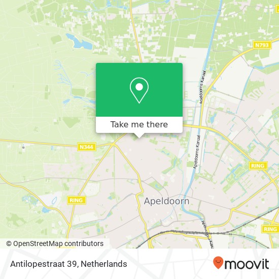 Antilopestraat 39, 7315 EG Apeldoorn kaart