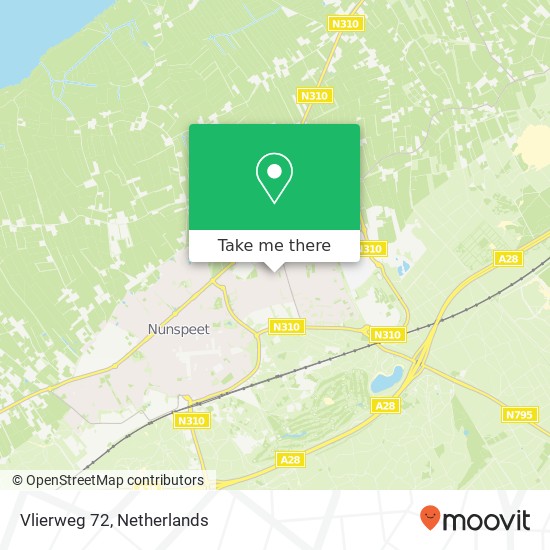 Vlierweg 72, 8072 EX Nunspeet kaart