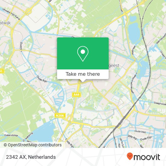 2342 AX, 2342 AX Oegstgeest, Nederland kaart