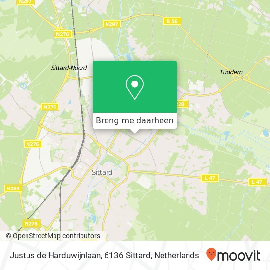 Justus de Harduwijnlaan, 6136 Sittard kaart