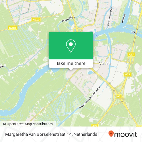 Margaretha van Borselenstraat 14, 4133 HS Vianen kaart