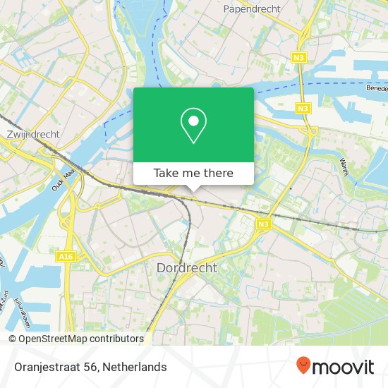 Oranjestraat 56, 3312 VJ Dordrecht kaart