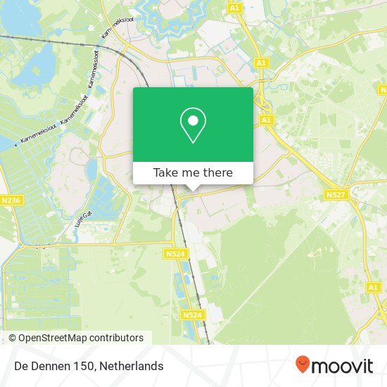 De Dennen 150, 1402 KM Bussum kaart