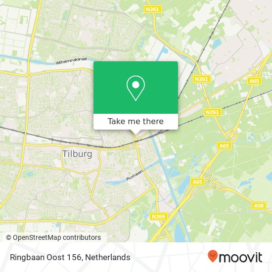 Ringbaan Oost 156, 5013 CE Tilburg kaart