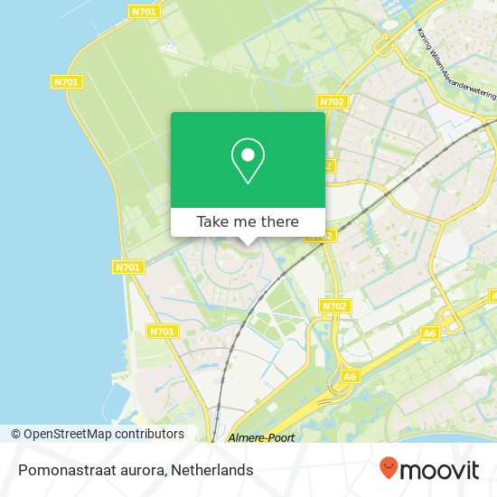 Pomonastraat aurora, 1363 ZP Almere-Stad kaart