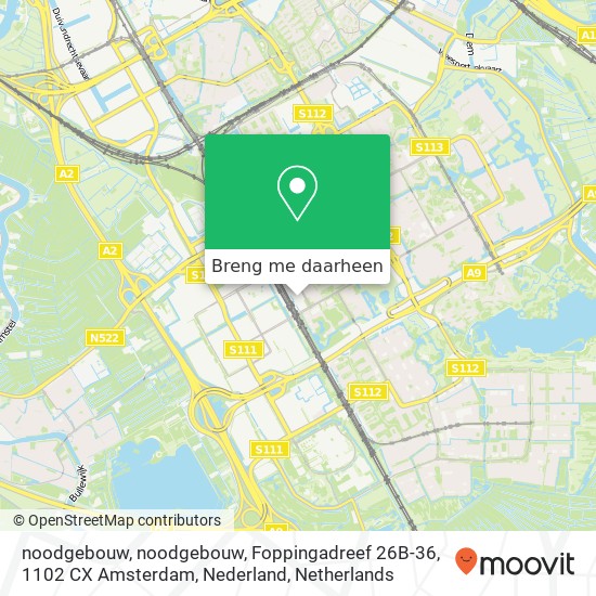 noodgebouw, noodgebouw, Foppingadreef 26B-36, 1102 CX Amsterdam, Nederland kaart