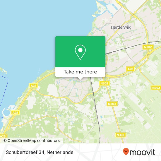 Schubertdreef 34, 3845 AP Harderwijk kaart
