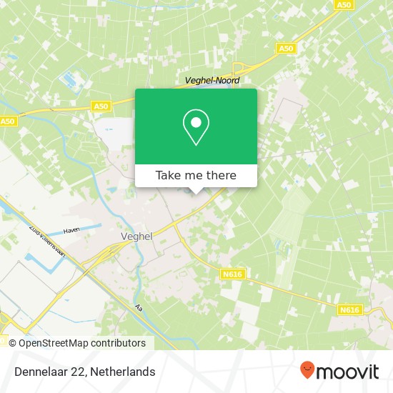 Dennelaar 22, 5467 JM Veghel kaart