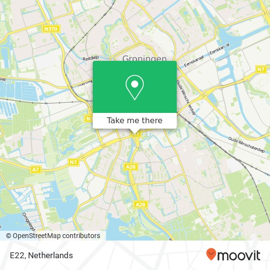 E22, 9725 Groningen kaart