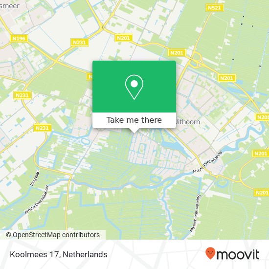 Koolmees 17, 1423 NE Uithoorn kaart