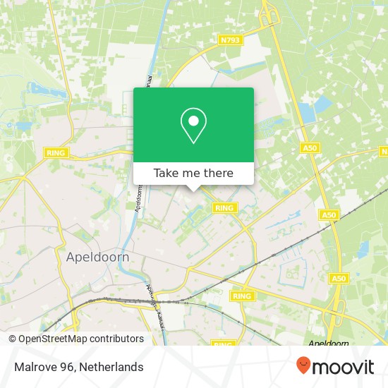 Malrove 96, 7322 GC Apeldoorn kaart