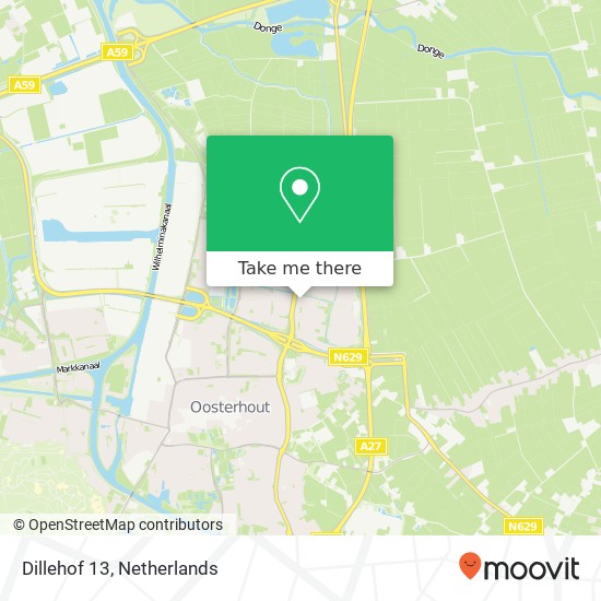 Dillehof 13, 4907 BG Oosterhout kaart