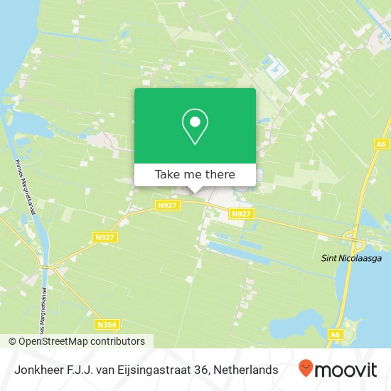 Jonkheer F.J.J. van Eijsingastraat 36, 8521 JH Sint Nicolaasga kaart