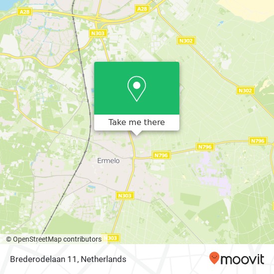 Brederodelaan 11, 3852 BA Ermelo kaart