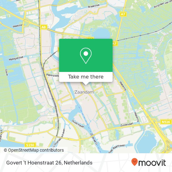 Govert 't Hoenstraat 26, 1502 WN Zaandam kaart