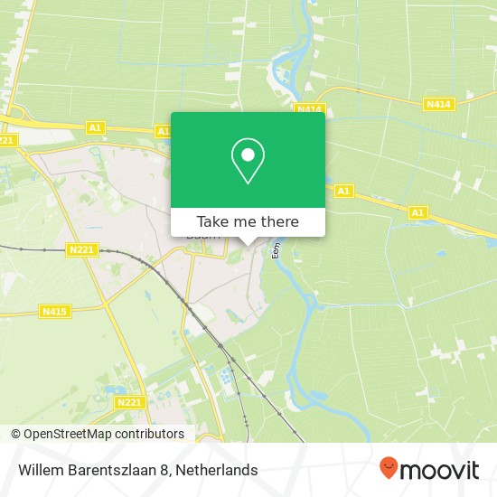 Willem Barentszlaan 8, 3742 PP Baarn kaart