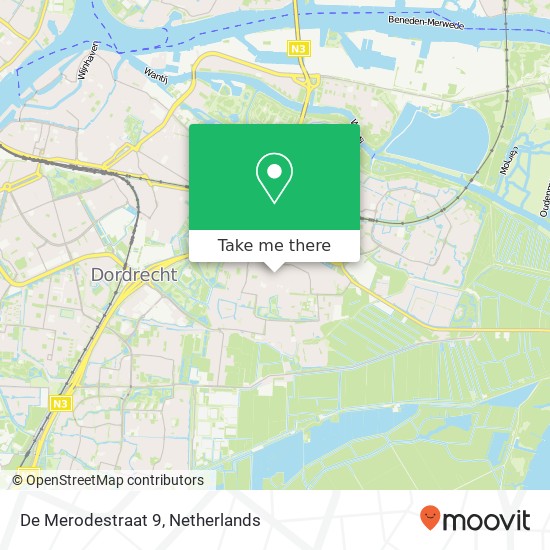 De Merodestraat 9, 3319 BG Dordrecht kaart