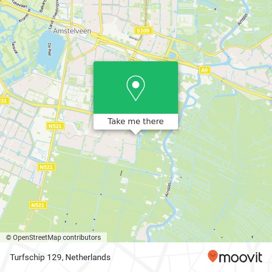 Turfschip 129, 1186 XE Amstelveen kaart