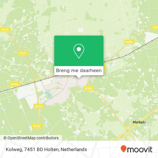 Kolweg, 7451 BD Holten kaart