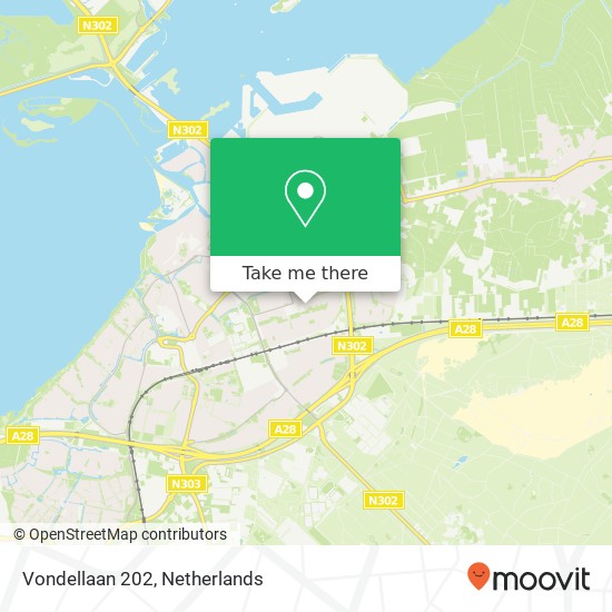 Vondellaan 202, 3842 EK Harderwijk kaart