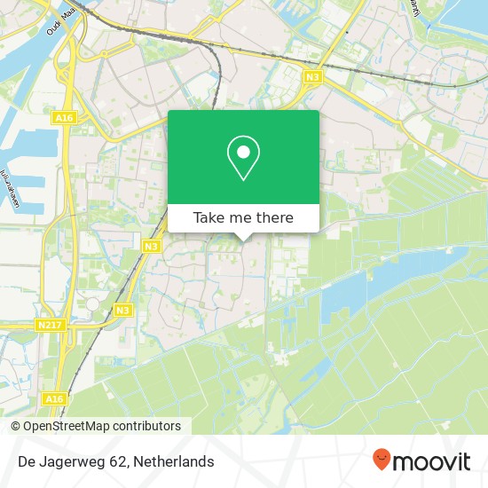 De Jagerweg 62, 3328 HG Dordrecht kaart