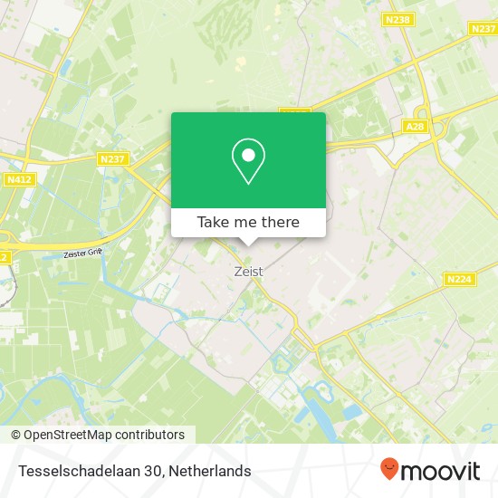 Tesselschadelaan 30, 3705 AL Zeist kaart