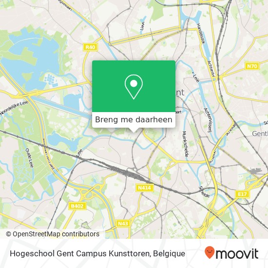 Hogeschool Gent Campus Kunsttoren kaart