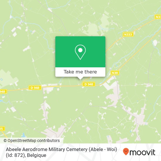 Abeele Aerodrome Military Cemetery (Abele - Woi) (Id: 872) kaart