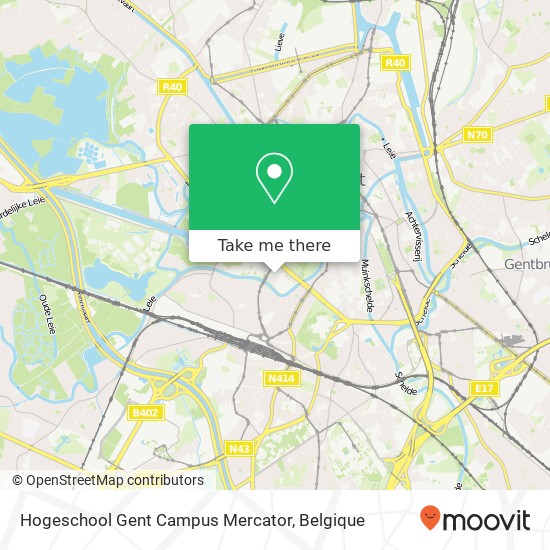 Hogeschool Gent Campus Mercator kaart
