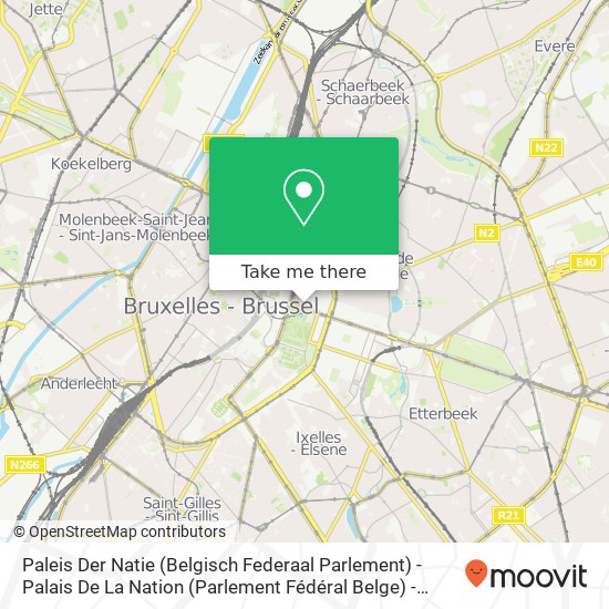 Paleis Der Natie (Belgisch Federaal Parlement) - Palais De La Nation (Parlement Fédéral Belge) - Palast Der Nation (Föderales Parlament Belgiens kaart