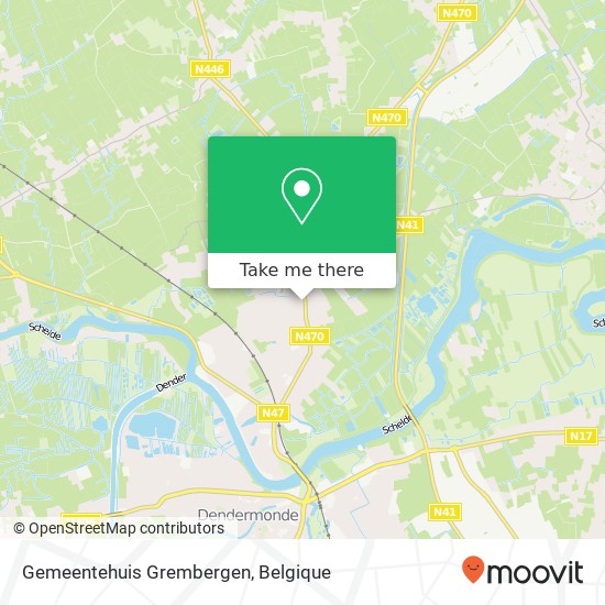 Gemeentehuis Grembergen kaart