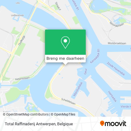 Total Raffinaderij Antwerpen kaart