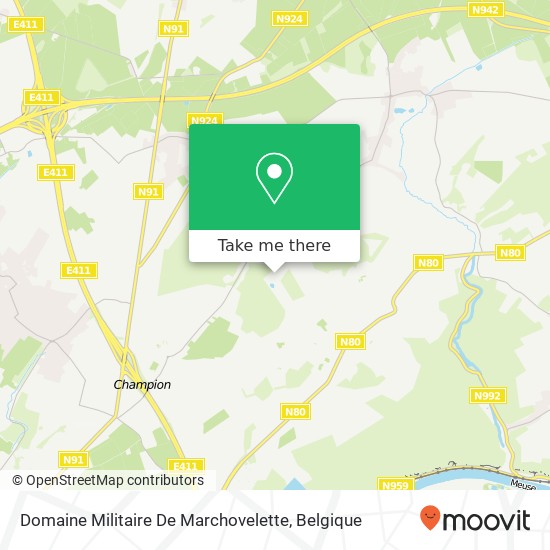 Domaine Militaire De Marchovelette kaart