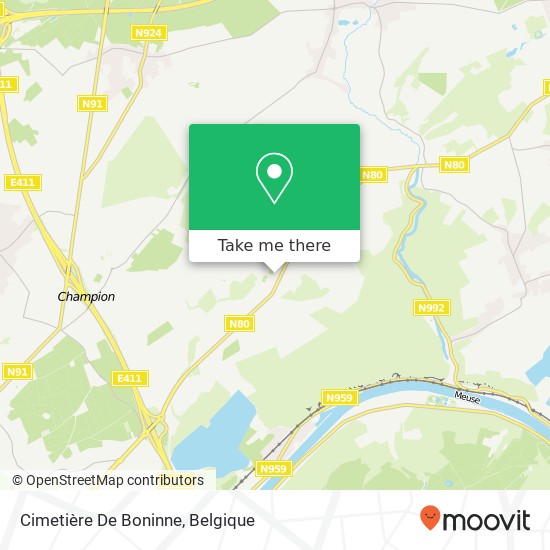 Cimetière De Boninne kaart