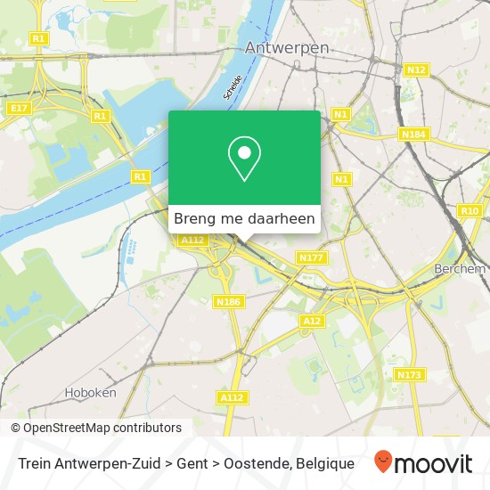 Trein Antwerpen-Zuid > Gent > Oostende kaart