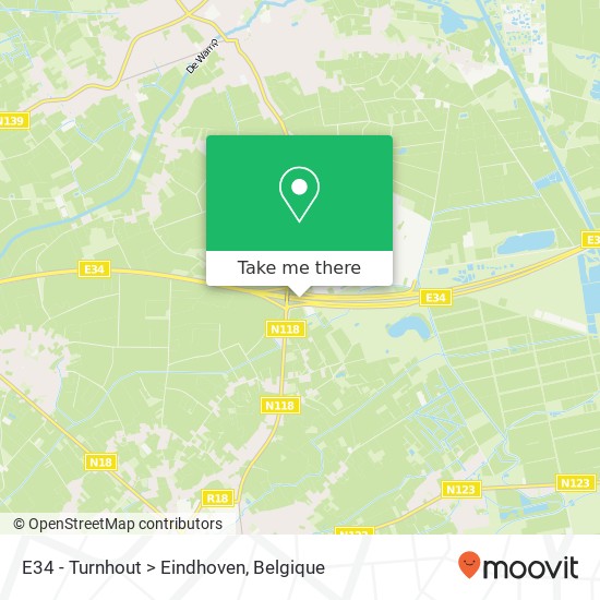 E34 - Turnhout > Eindhoven kaart