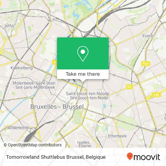 Tomorrowland Shuttlebus Brussel kaart