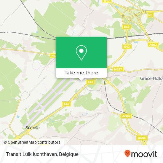 Transit Luik luchthaven kaart