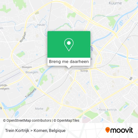 Trein Kortrijk > Komen kaart