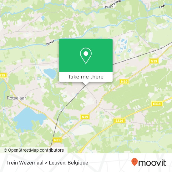 Trein Wezemaal > Leuven kaart